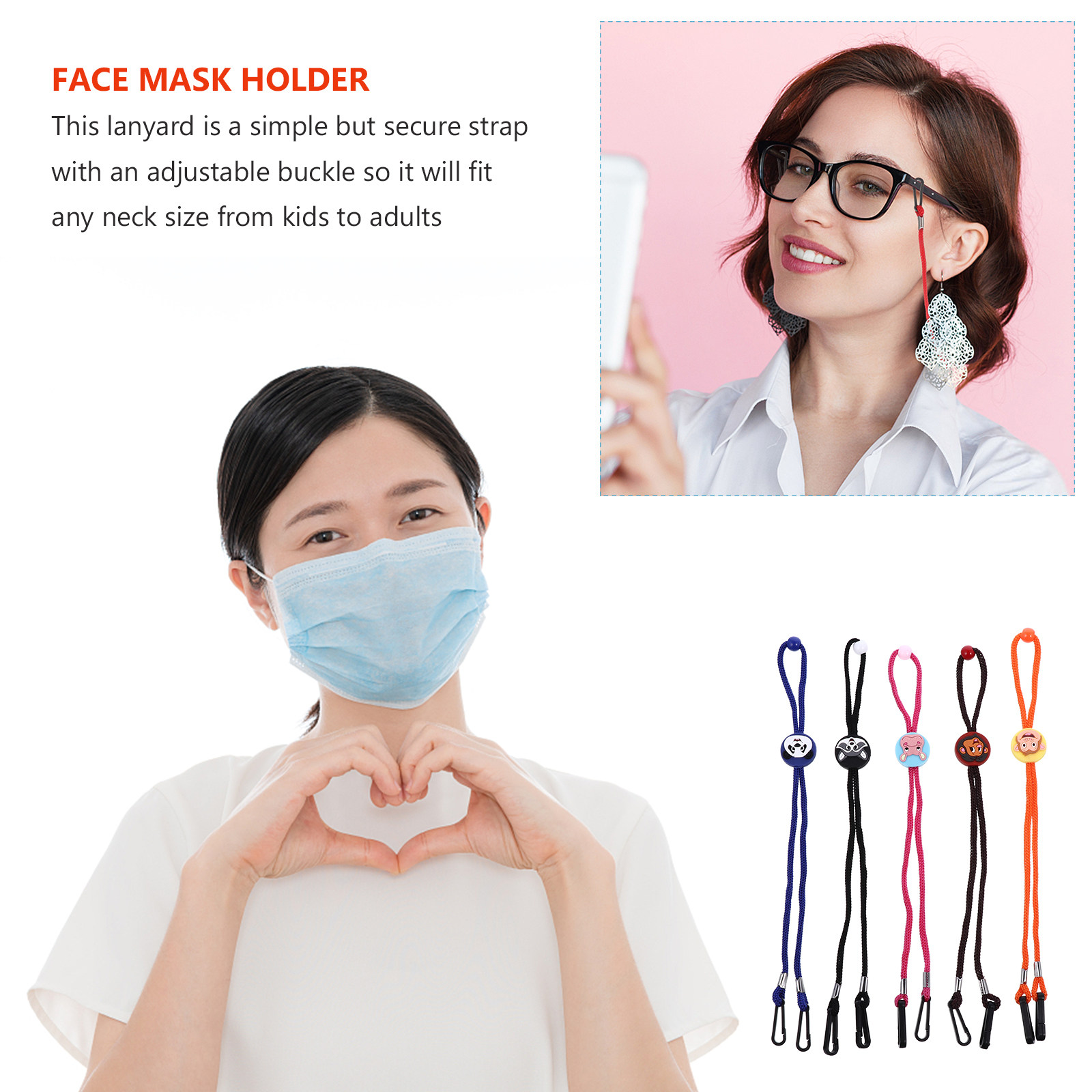 5Pcs Kids Face Mask Holder Lan - Mask Chain Holder ulasan dan harga