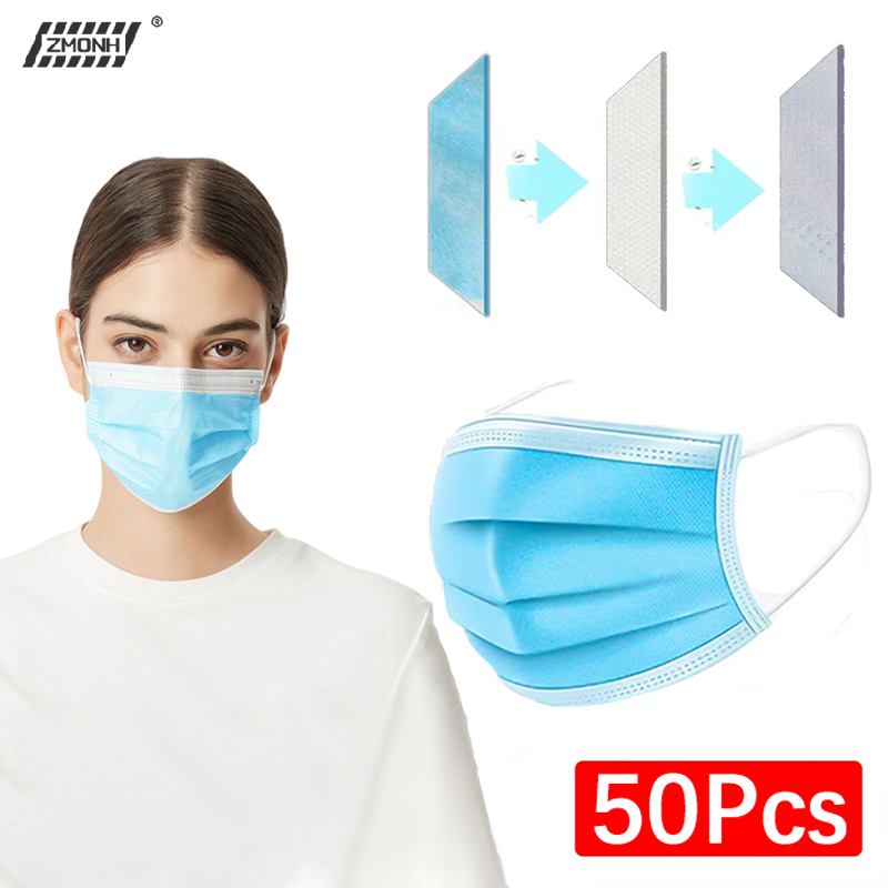 [H]50Pcs 3-layer Mask Face Mas - Disposable Mask Blue ulasan dan harga
