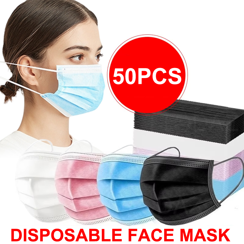 [H]50Pcs 3-layer Mask Face Mas - Disposable Mask Blue ulasan dan harga
